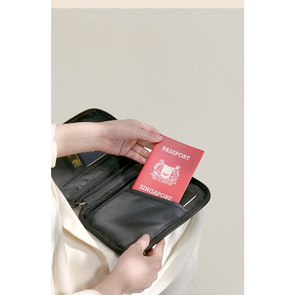 Large capacity passport bag, multi-function document storage bag, PU waterproof travel storage bag, anti-theft tote certificate bag.