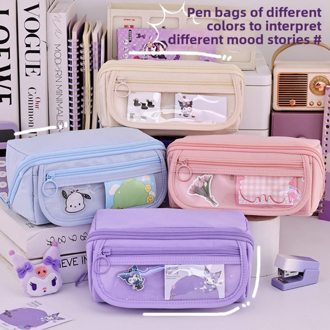 Girls Heart Prism Pencil Case, Large Capacity Elementary School Stationery Box, Girls Stationery Bag, Multifunctional Pencil Case