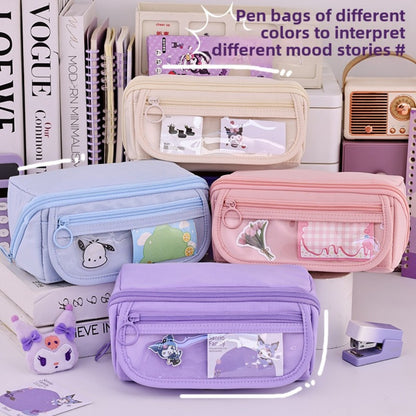 Girls Heart Prism Pencil Case, Large Capacity Elementary School Stationery Box, Girls Stationery Bag, Multifunctional Pencil Case