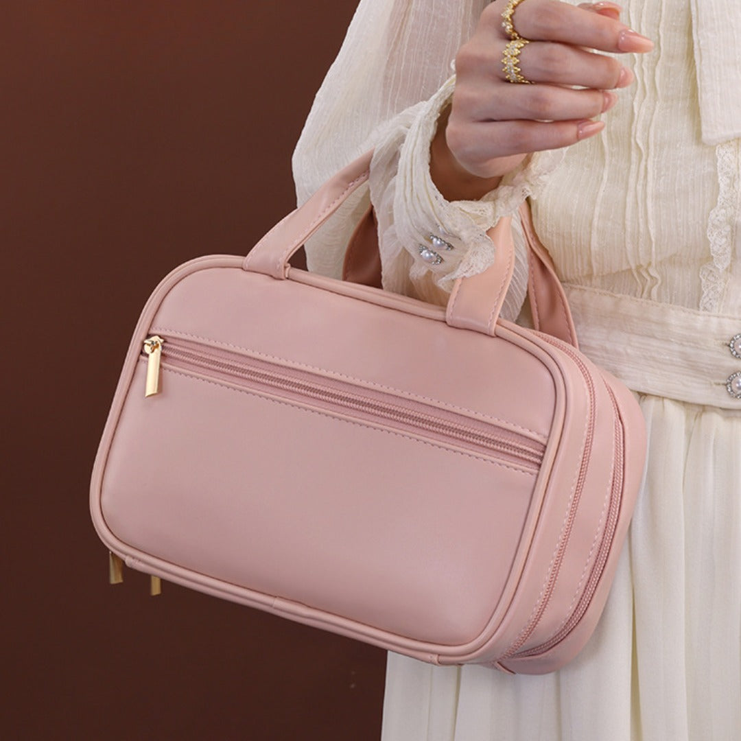 Double layer portable cosmetic bag, large capacity portable cosmetic storage bag, makeup bag organizer,Makeup bag with compartments,