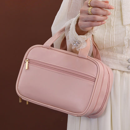 Double layer portable cosmetic bag, large capacity portable cosmetic storage bag, makeup bag organizer,Makeup bag with compartments,