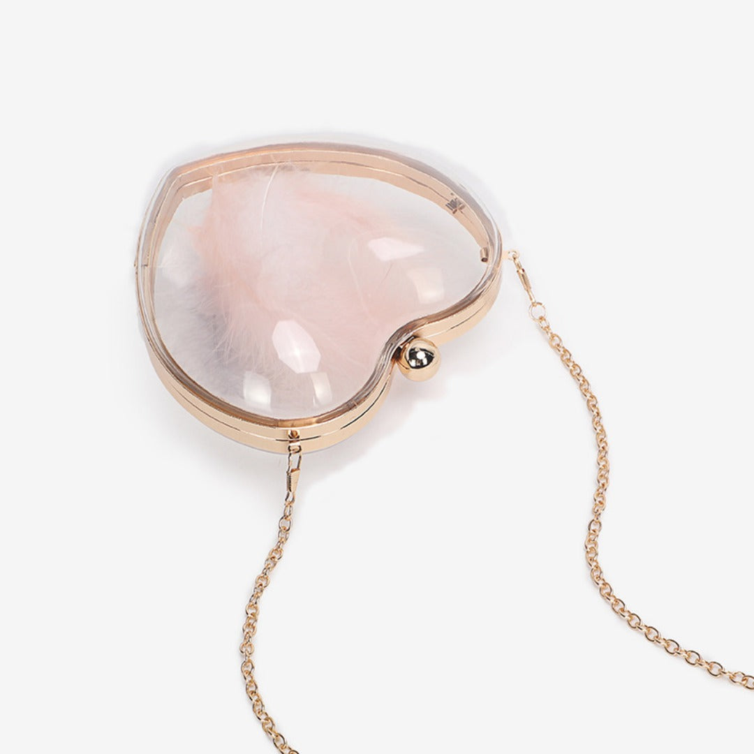 Transparent small bag heart shaped, women's summer acrylic chain shoulder bag, mini transparent crossbody bag