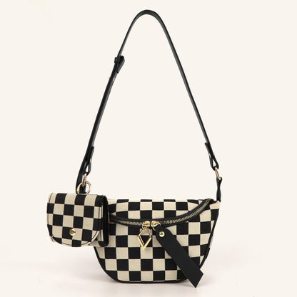 Small Crossbody Versatile Checkerboard Chest Bag – Fashion Plaid Waist Bag, Stylish Messenger Bag & Fanny Pack for Everyday Use