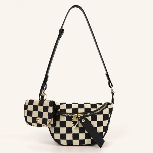 Small Crossbody Versatile Checkerboard Chest Bag – Fashion Plaid Waist Bag, Stylish Messenger Bag & Fanny Pack for Everyday Use