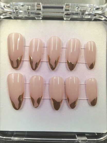 1037- Uñas postizas hechas a mano, de presión, removibles