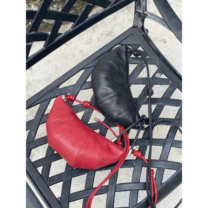 Genuine leather sheepskin croissant, moon bag, shoulder crossbody bag, dumpling bag, soft leather women's leisure bag,