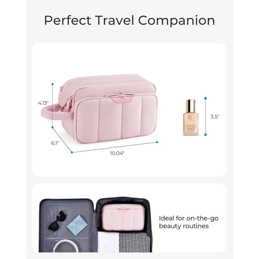 Neceser de viaje portátil – Bolsa de cosméticos compacta para guardar maquillaje, neceser de viaje con organizadores, bolsa de almacenamiento de cosméticos duradera para las necesidades de belleza en cualquier lugar 