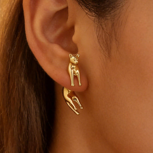 Personality Office Cute Cat Stud Earrings Women 3D Niche Animal Cat Detachable Earrings