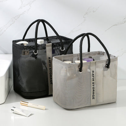 Bolsa de baño de malla, bolsa de baño con bolsillo de malla para artículos de aseo de natación, bolsa de baño para hombre, bolsa de almacenamiento grande 