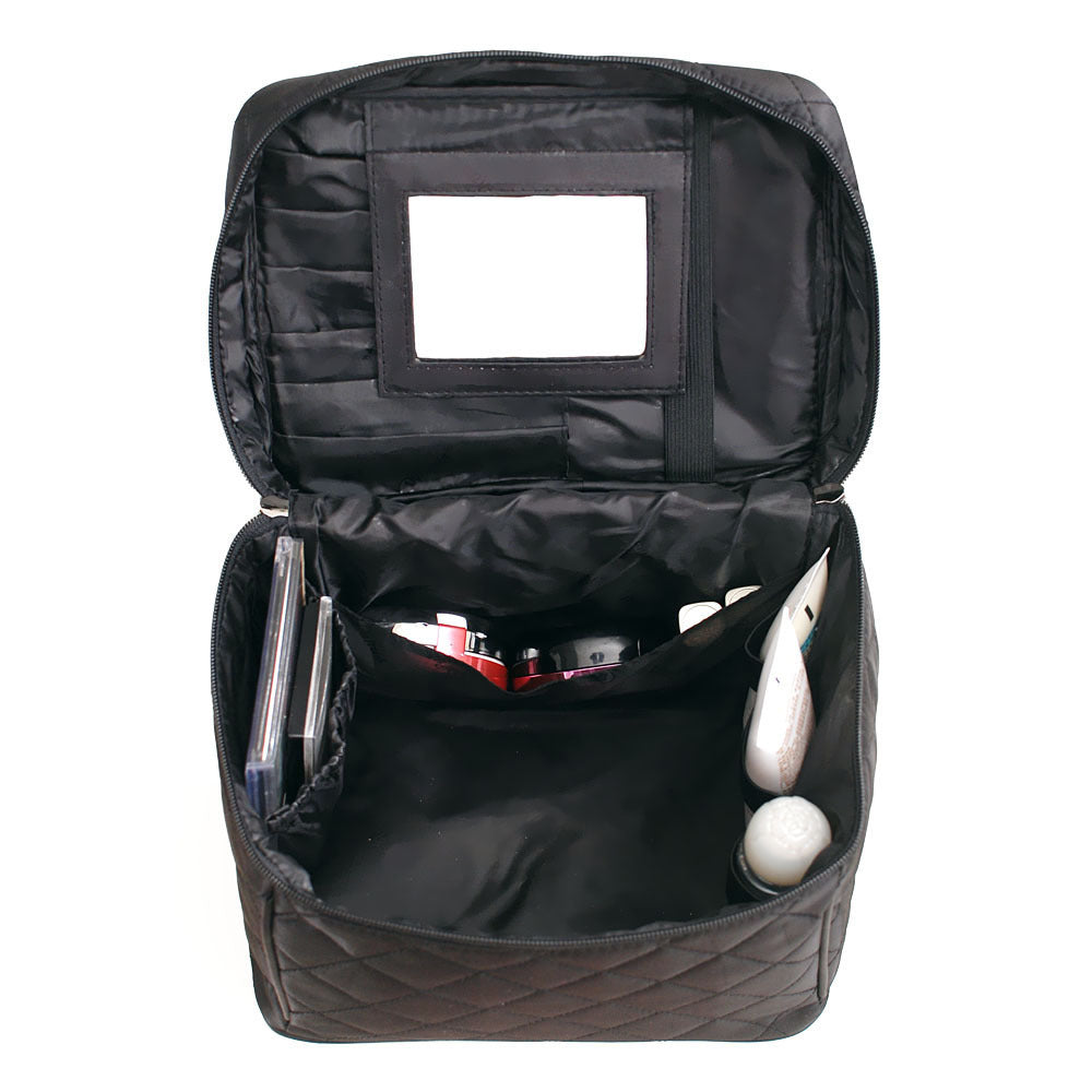 Neceser plegable con espejo, neceser multifuncional de gran capacidad, bolsa de viaje impermeable.