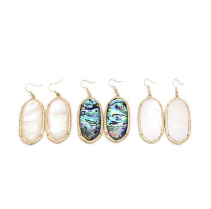 Abalone Shell and Opal Glass Inlay Earrings