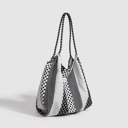 Bolso tote de lunares: bolso de hombro versátil y portátil, bolso hobo ecológico de gran capacidad para mujer 