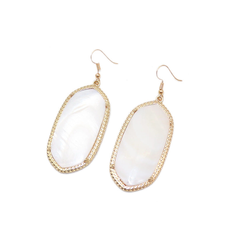 Abalone Shell and Opal Glass Inlay Earrings