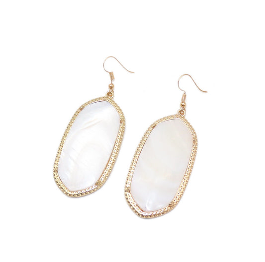 Abalone Shell and Opal Glass Inlay Earrings