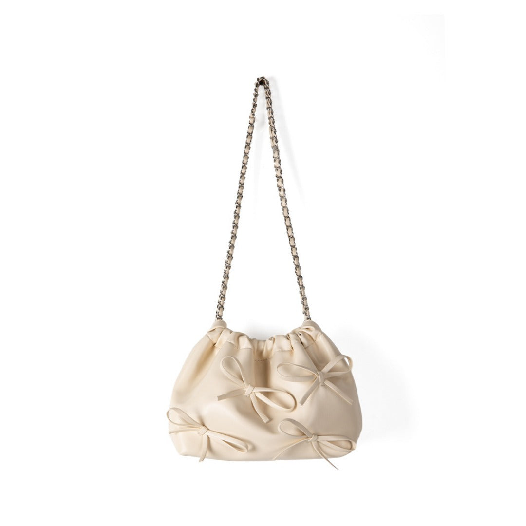 Commuter versatile chain bag, bow soft leather crossbody bag women, spring fashion shoulder crossbody bag