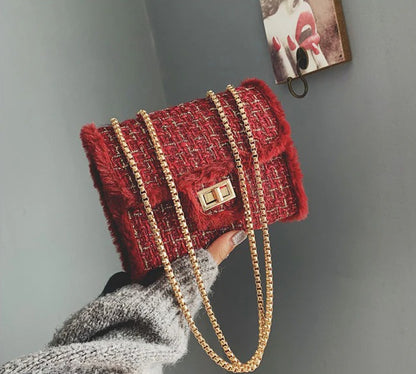 Bolso pequeño con cierre de cadena, colección otoño-invierno 2025, con decoración de piel sintética X9178