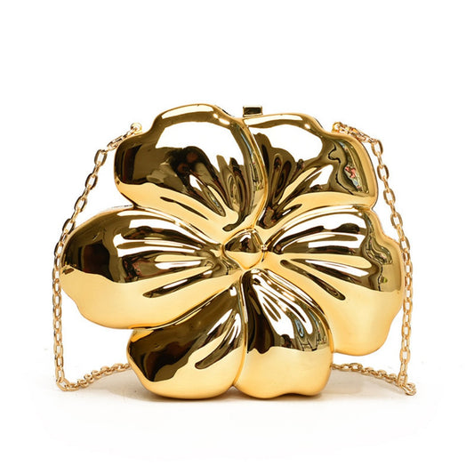 Elegante bolso acrílico dorado con estampado floral – Mini bolso de noche y bolso de graduación para bodas, fiestas y eventos nocturnos – Elegante bolso de mano con glamuroso diseño floral 