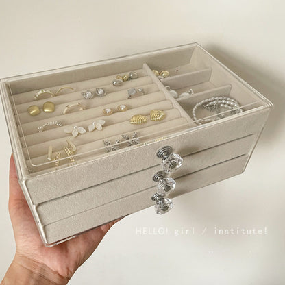 Multi-layer anti-oxidation jewelry box, earrings necklace bracelet jewelry storage box large capacity
