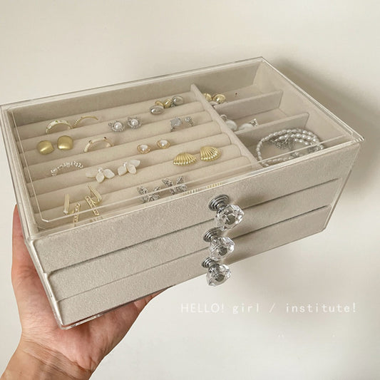 Multi-layer anti-oxidation jewelry box, earrings necklace bracelet jewelry storage box large capacity