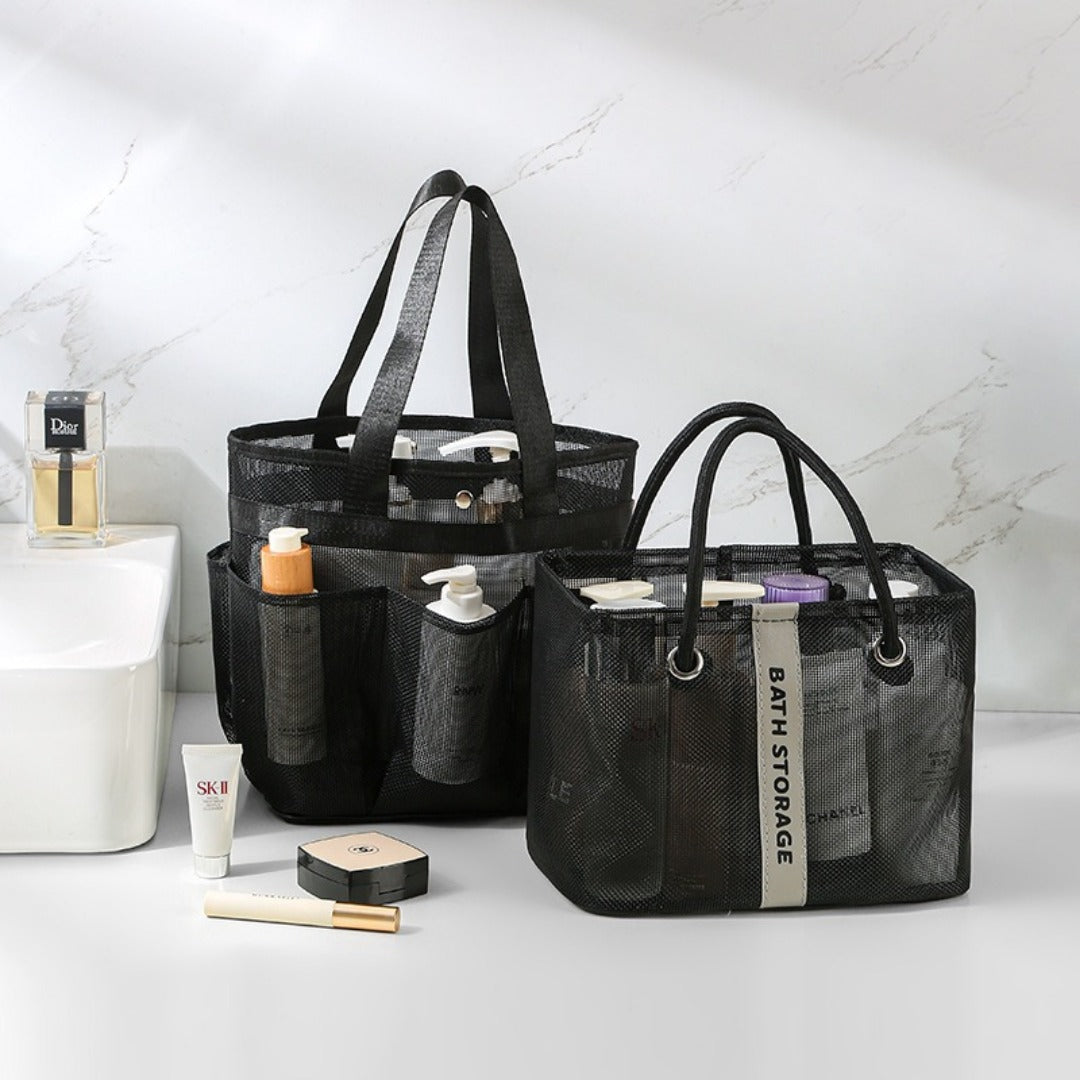 Bolsa de baño de malla, bolsa de baño con bolsillo de malla para artículos de aseo de natación, bolsa de baño para hombre, bolsa de almacenamiento grande 