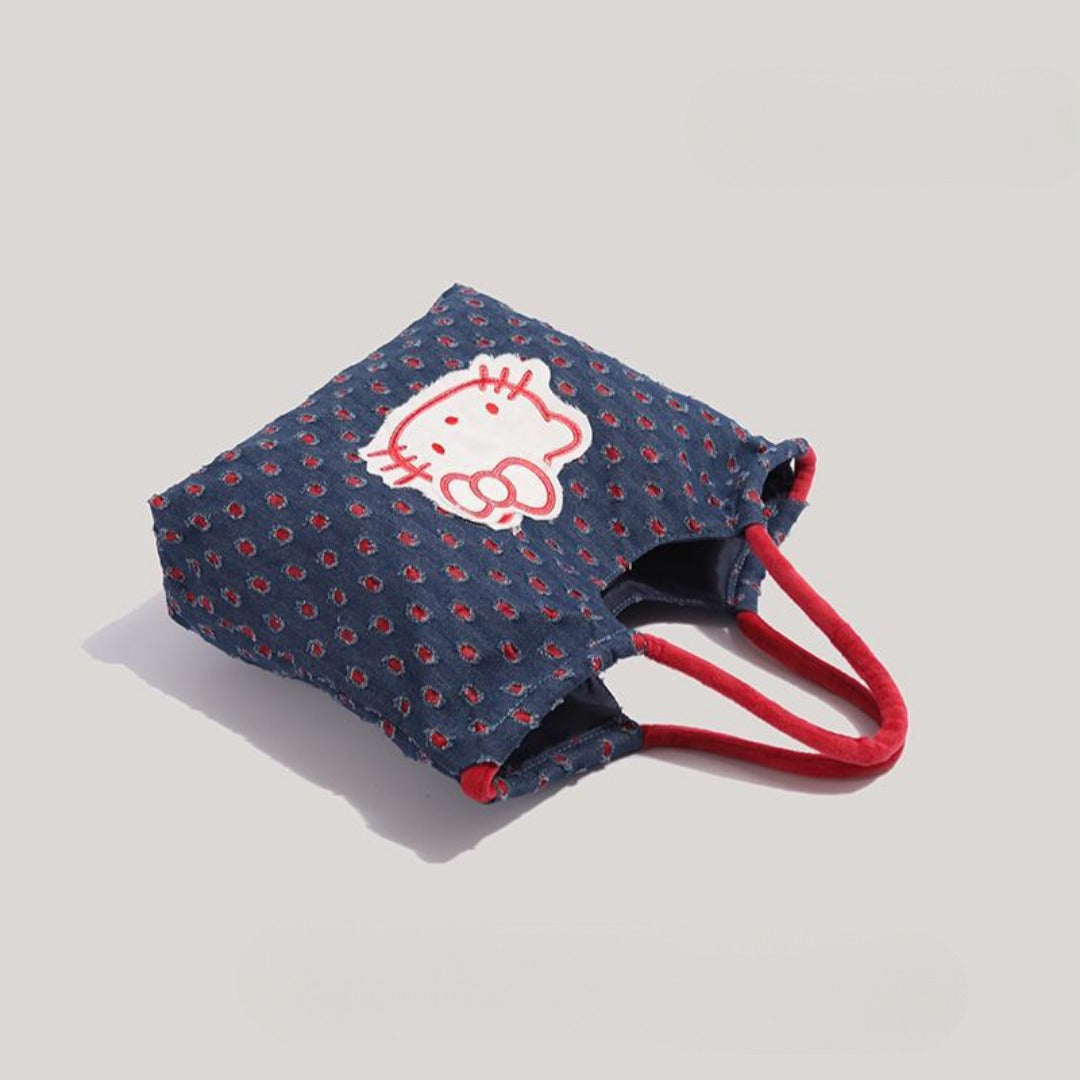 Bolso tote retro de mezclilla, bolso de hombro de gran capacidad, bolso tote versátil y bonito para mujer 