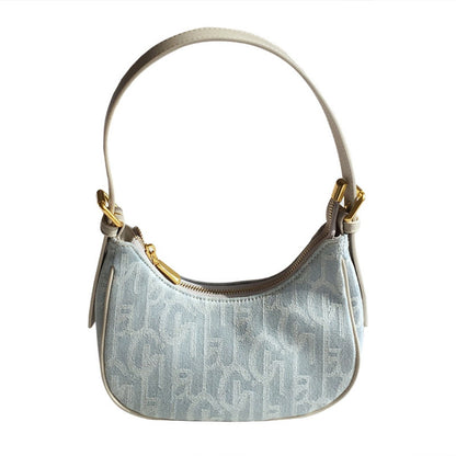 Bolso baguette retro de mezclilla para mujer, bolso de hombro para primavera y verano, bolso hobo pequeño 