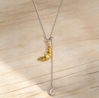 Silver Minimalist Croissant Donut Long Necklace
