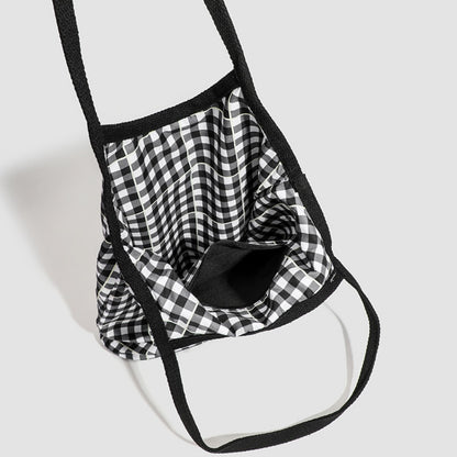 Design vintage canvas hobo bag, plaid tote bag versatile, large capacity commuter versatile shoulder bag
