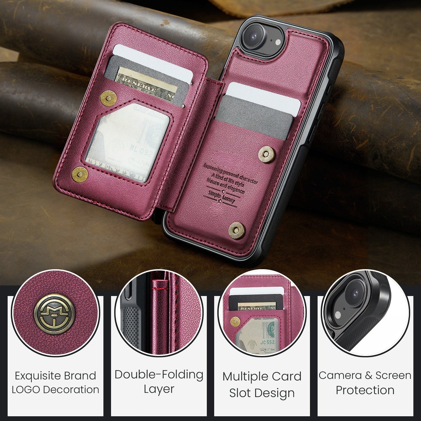 For IPhone17 Magsafe Wallet Magnetic Card Holder RFID Blocking, PU Leather Minimalist Phone Wallet Compatible with MagSafe Phones and Cases for iPhone 16/15/14/13/12/Pro/Max/Plus -dropshippingabc.com