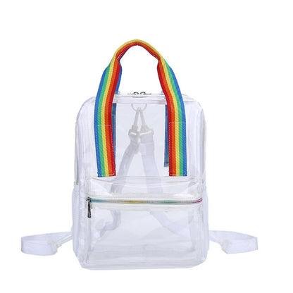 Mochila impermeable de PVC con diseño transparente, duradera y elegante, perfecta para viajes, escuela y uso diario. 
