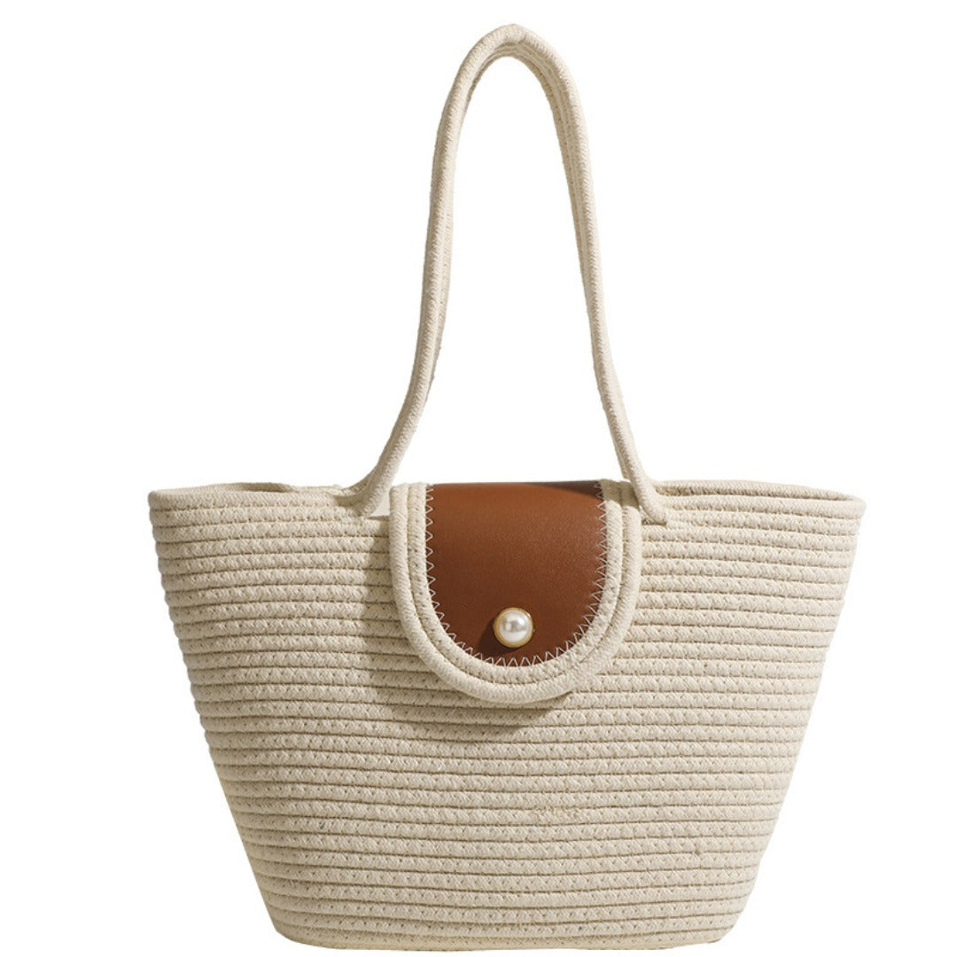 Bolso tote hobo de gran capacidad, bolso de playa tejido, bolso de mano tejido para mujer, bolso informal tipo cesta para verduras, bolso de hombro. 