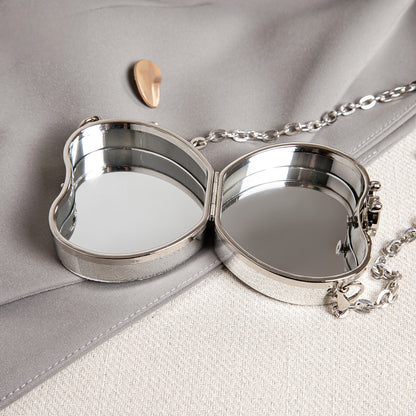 Elegant Mini Double Sided Rhinestone Purse – Heart Shaped Acrylic Mirror Bag, Trendy Mini Lipstick Purse for Prom, Party, and Wedding Events – Stylish evening Prom Bags Clutch