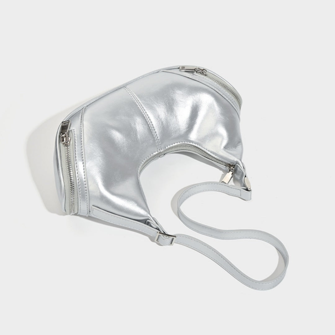 Bolso bandolera estilo hobo, elegante y vintage, con bolsillo con cremallera. También disponible en versión de hombro o bajo el brazo. 