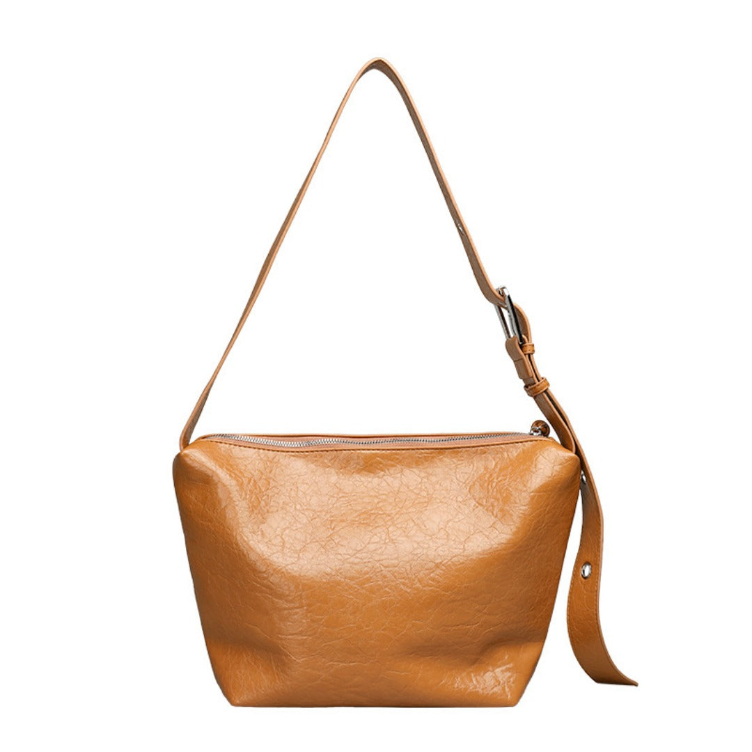 Bolso pequeño cuadrado de estilo retro informal para mujer – Bolso bandolera tipo hobo con correa ancha de PU de textura suave 