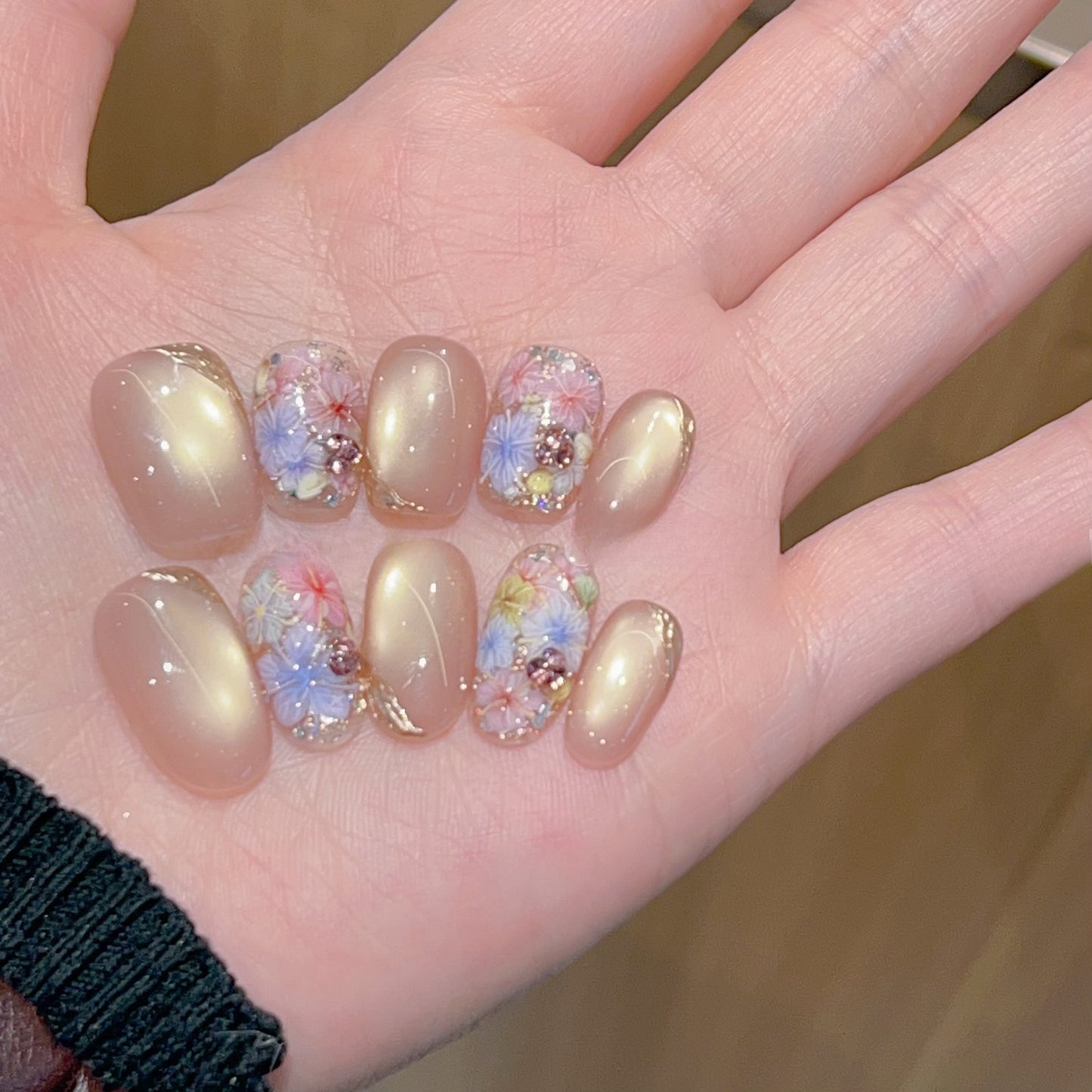 0986 - Uñas postizas hechas a mano, de presión, removibles