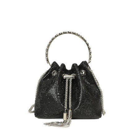 Bolso bandolera mini tipo cubo de diseño elegante con diamantes