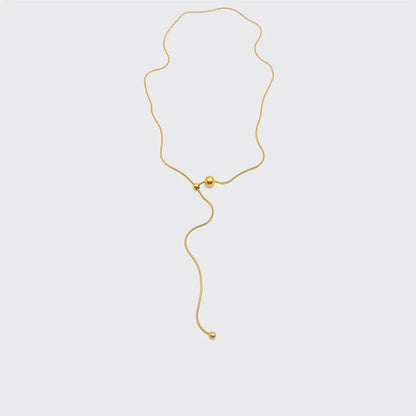Ball drawstring snake chain necklace stainless steel necklace for women minimalist simple elegant stainless steel jewelry