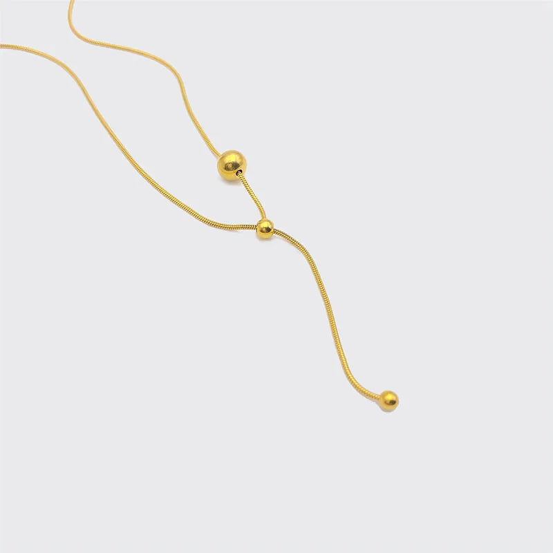 Ball drawstring snake chain necklace stainless steel necklace for women minimalist simple elegant stainless steel jewelry
