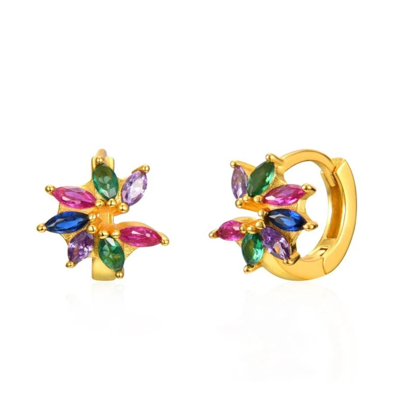 Color Zircon Earrings For Women 925 Sterling Silver Earrings Hoops Pendientes Plata Piercing Gold Jewelry