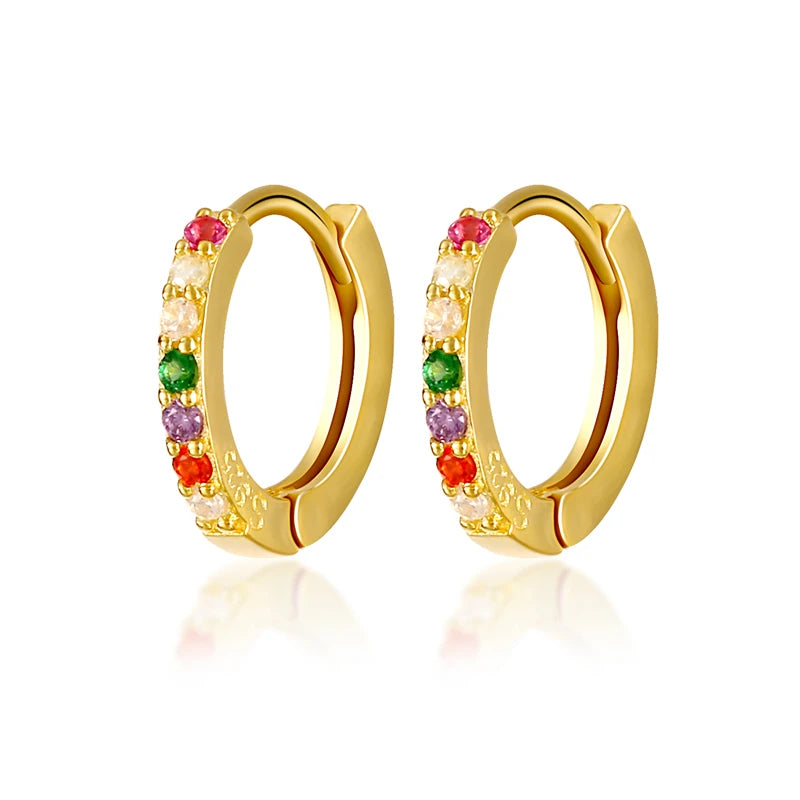 Color Zircon Earrings For Women 925 Sterling Silver Earrings Hoops Pendientes Plata Piercing Gold Jewelry