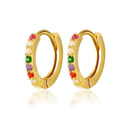 Color Zircon Earrings For Women 925 Sterling Silver Earrings Hoops Pendientes Plata Piercing Gold Jewelry