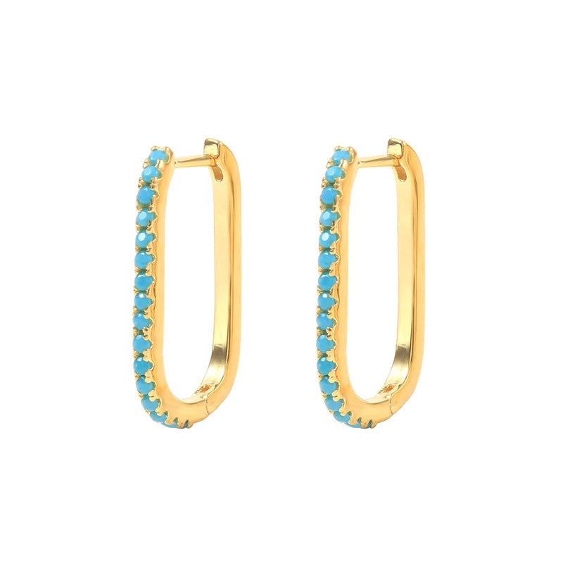 Color Zircon Earrings For Women 925 Sterling Silver Earrings Hoops Pendientes Plata Piercing Gold Jewelry