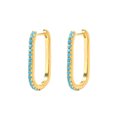 Color Zircon Earrings For Women 925 Sterling Silver Earrings Hoops Pendientes Plata Piercing Gold Jewelry