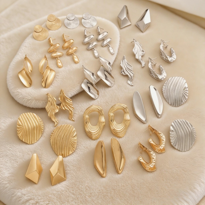Vintage Textured Wrinkle Geometric Earrings
