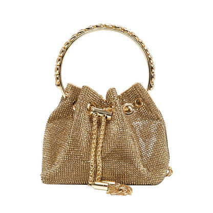 Bolso bandolera mini tipo cubo de diseño elegante con diamantes