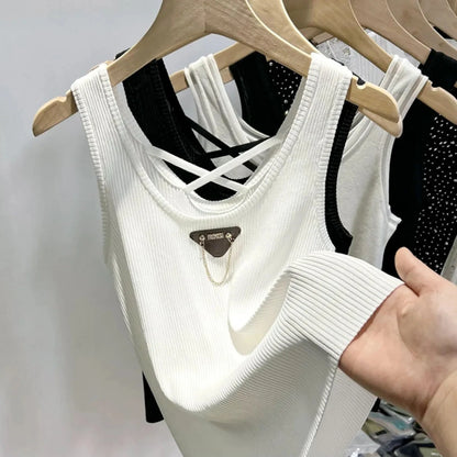 M-4XL Chic Tank Top Sleeveless Summer Korean Fashion Slim Women Aesthetic Camisole Free Shipping