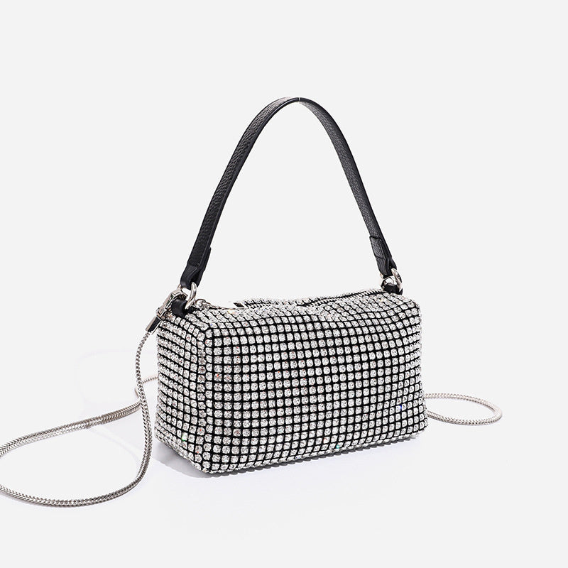 Bolso bandolera de noche con cadena y pedrería