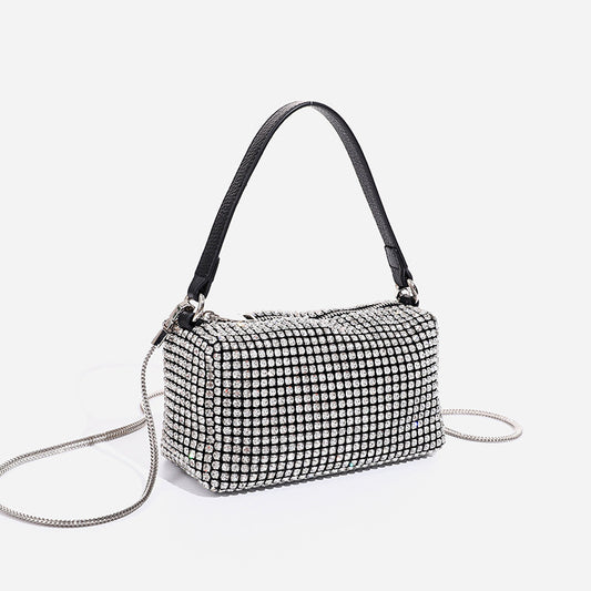 Bolso bandolera de noche con cadena y pedrería