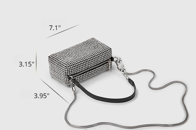 Bolso bandolera de noche con cadena y pedrería