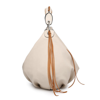 Bolso hobo para mujer con asa tejida en contraste